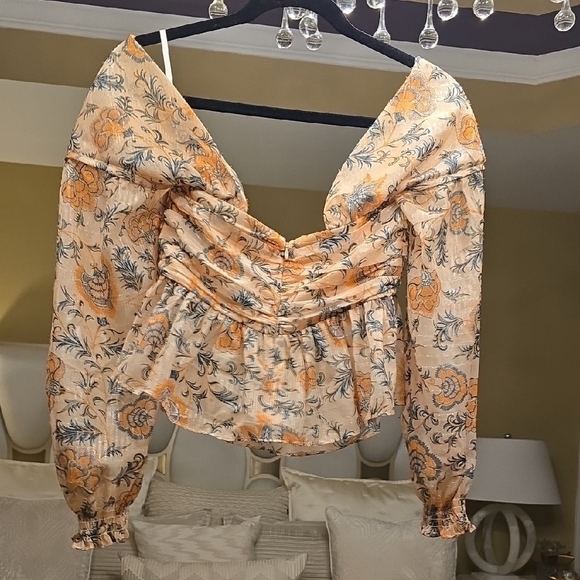 House of Harlow 1960 Floral Puff Sleeve Blouse - Picture 7 of 16